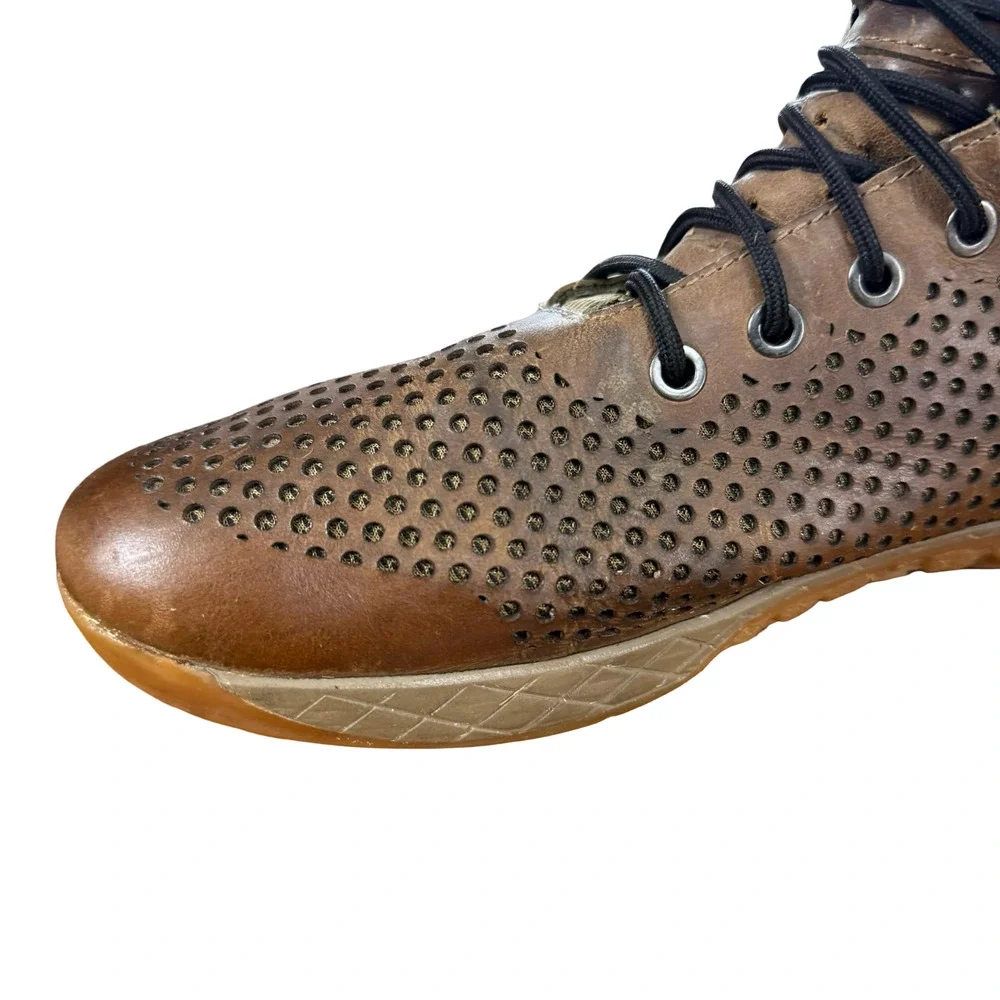 Nobull High Top Leather Brown Trainers Sneakers Boots Casual Shoes Perforated 11
